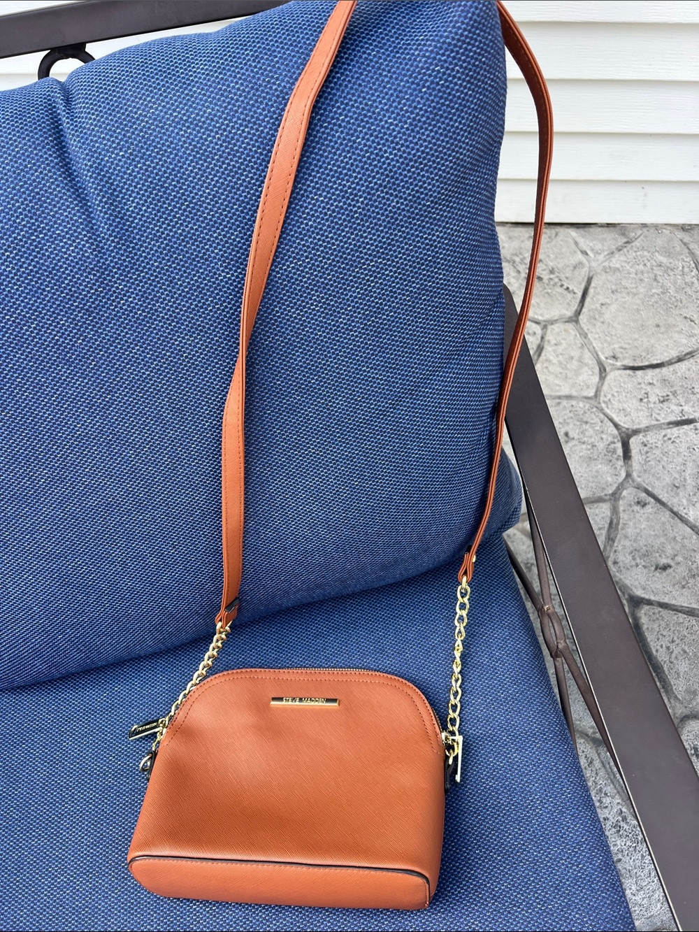 Tan Crossbody Shoulder Bag with Chain Accent